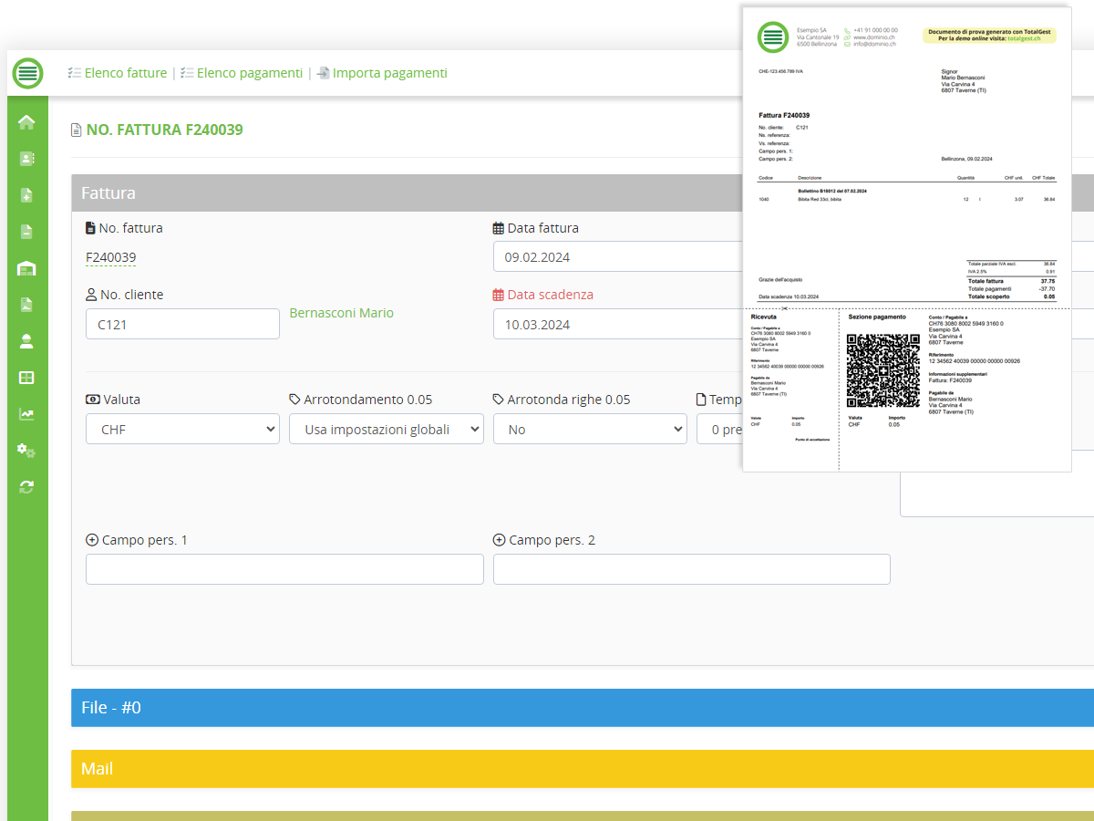 TotalGest - Funzionalità: Fatturare e QR-Fattura