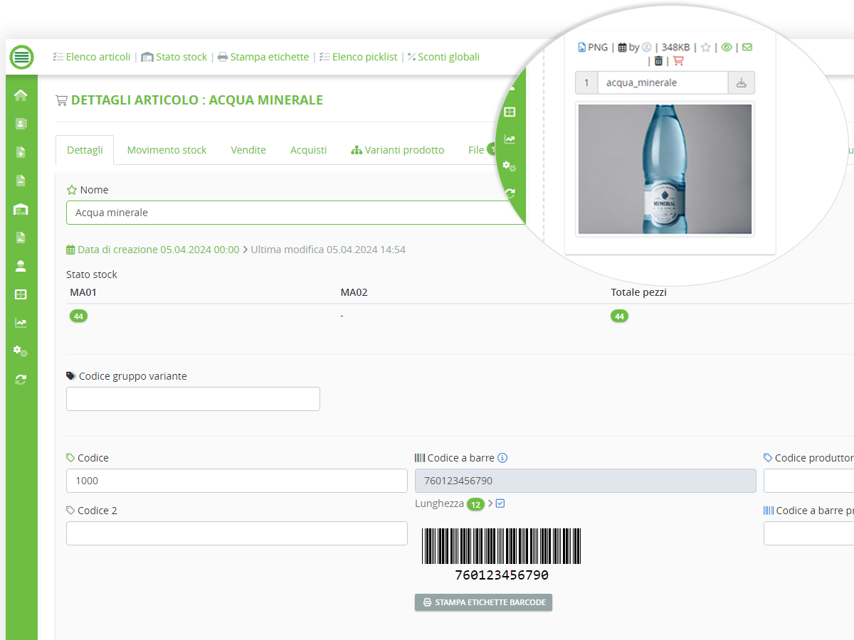 TotalGest - Funzionalità: Magazzino, Servizi, Inventario e gestione stock merce