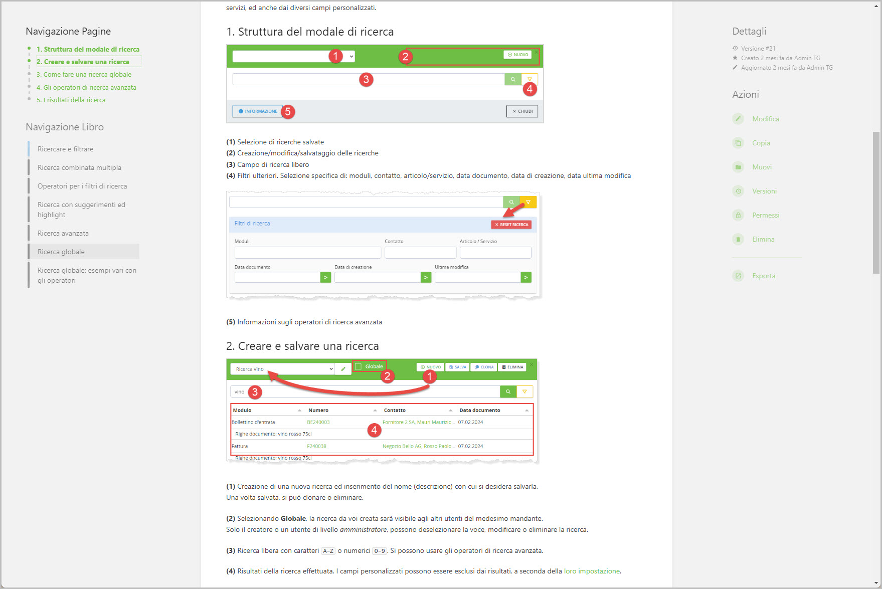 Esempio di pagina sul manuale di TotalGest